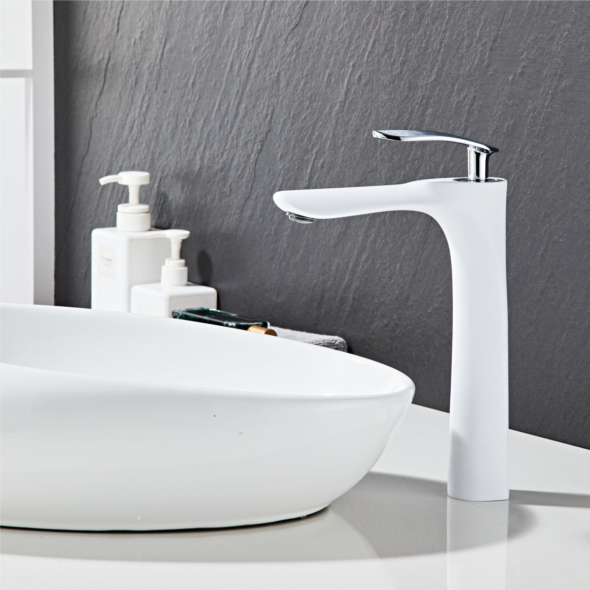 Modern White Elegant long Teardrop Basin Tap