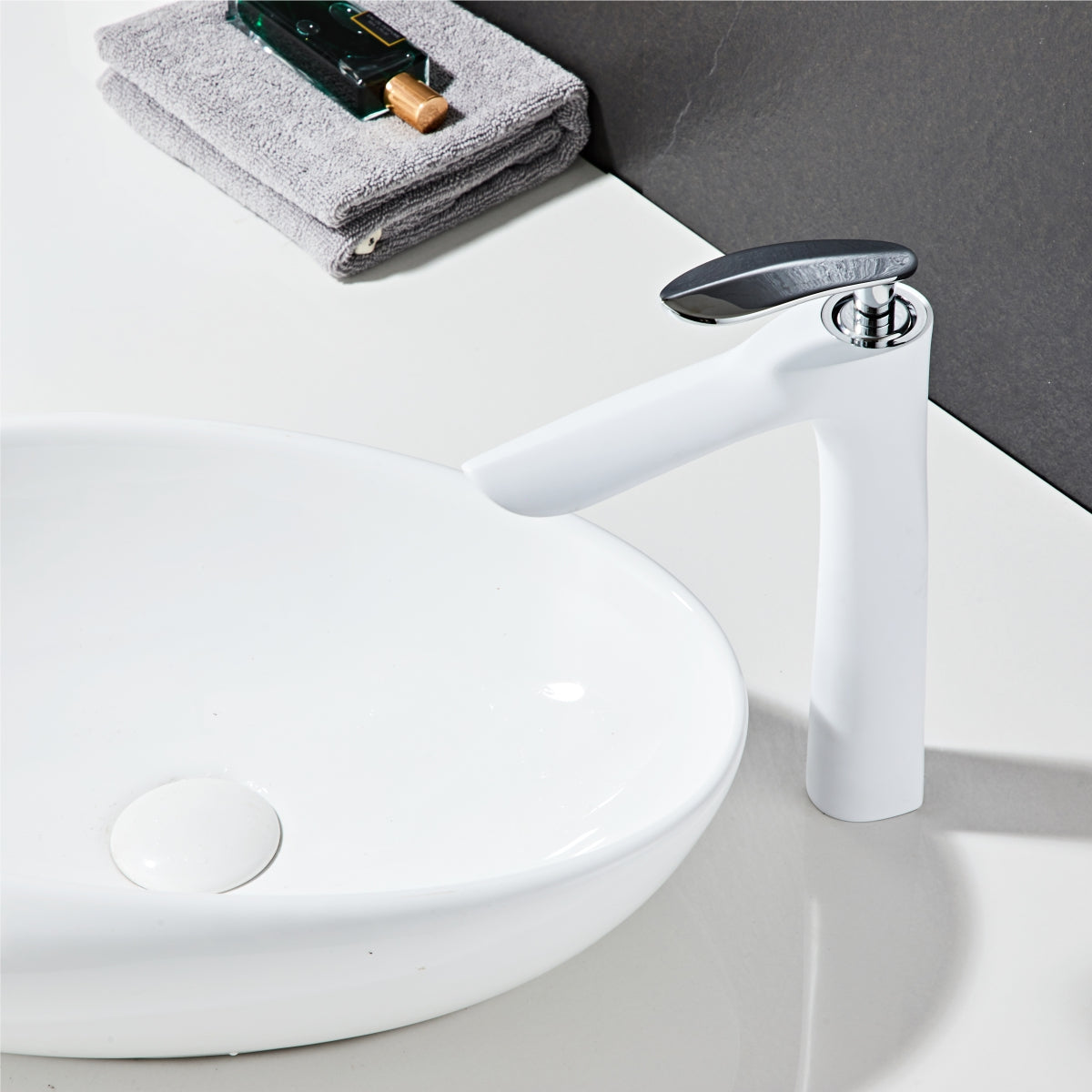 Modern White Elegant long Teardrop Basin Tap