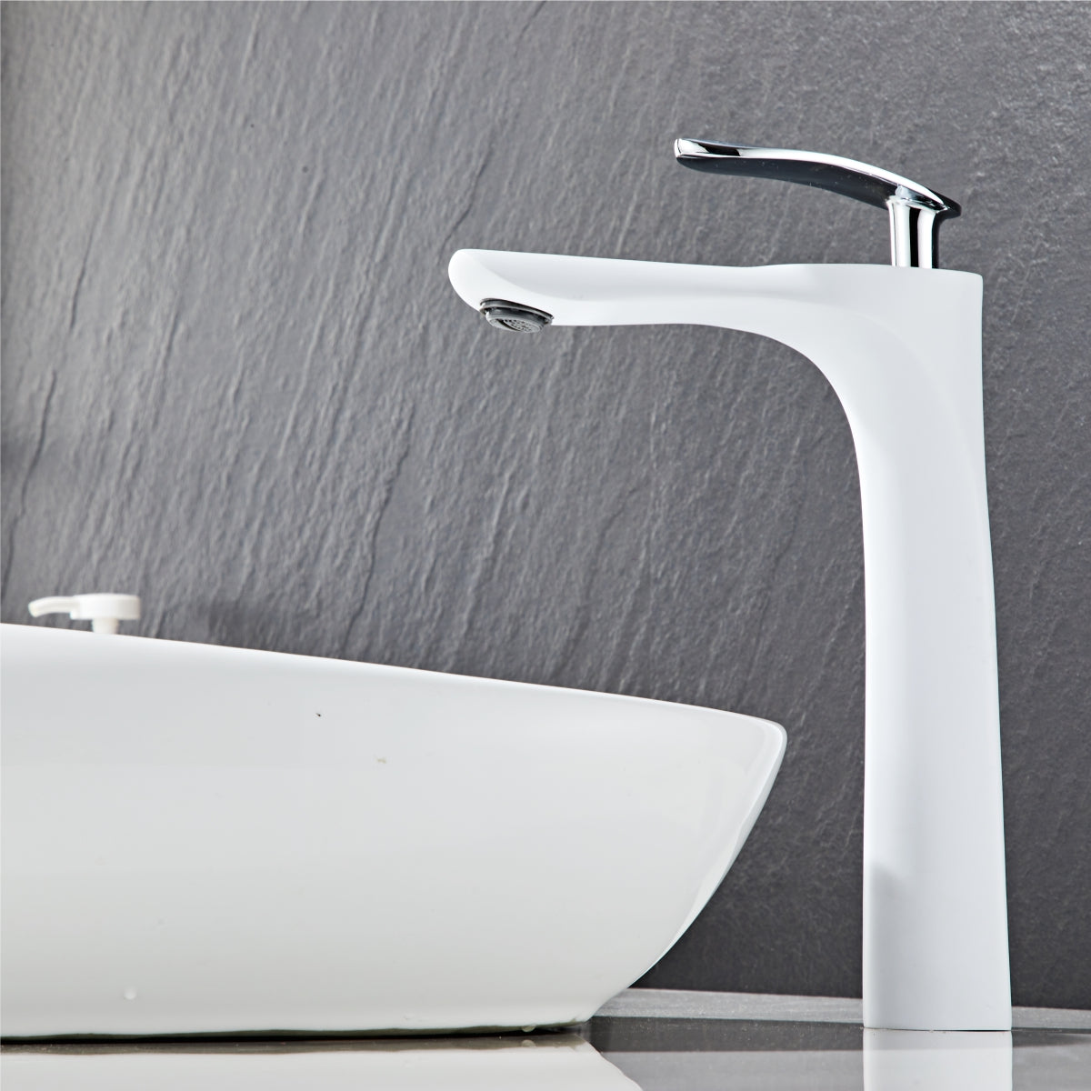 Modern White Elegant long Teardrop Basin Tap