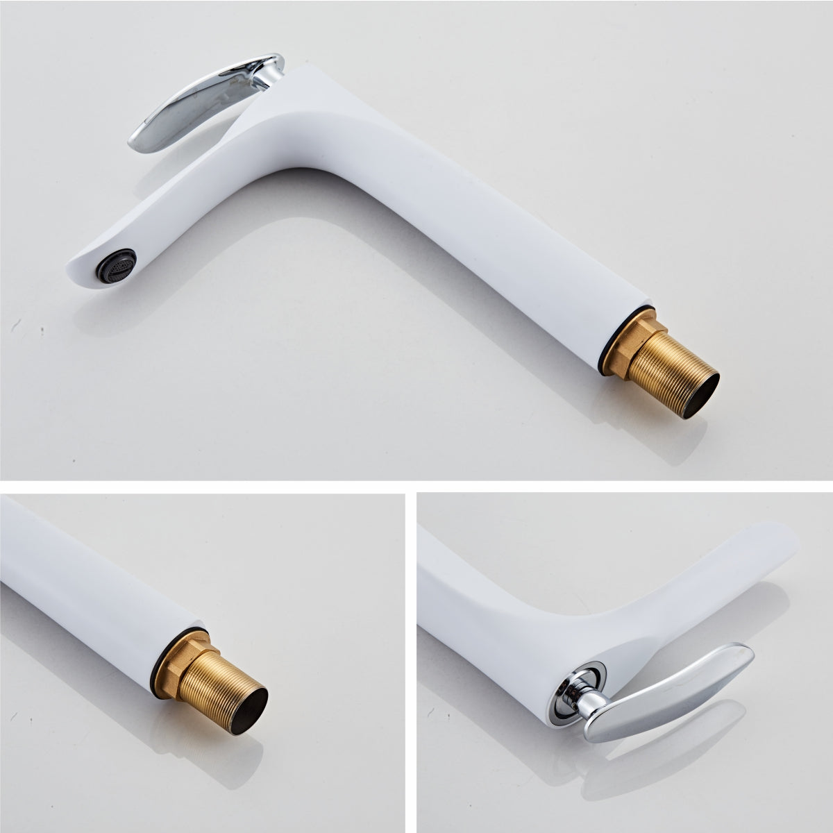 Modern White Elegant long Teardrop Basin Tap