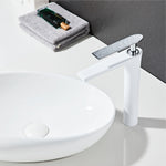 Modern White Square round Elegant long Basin Tap