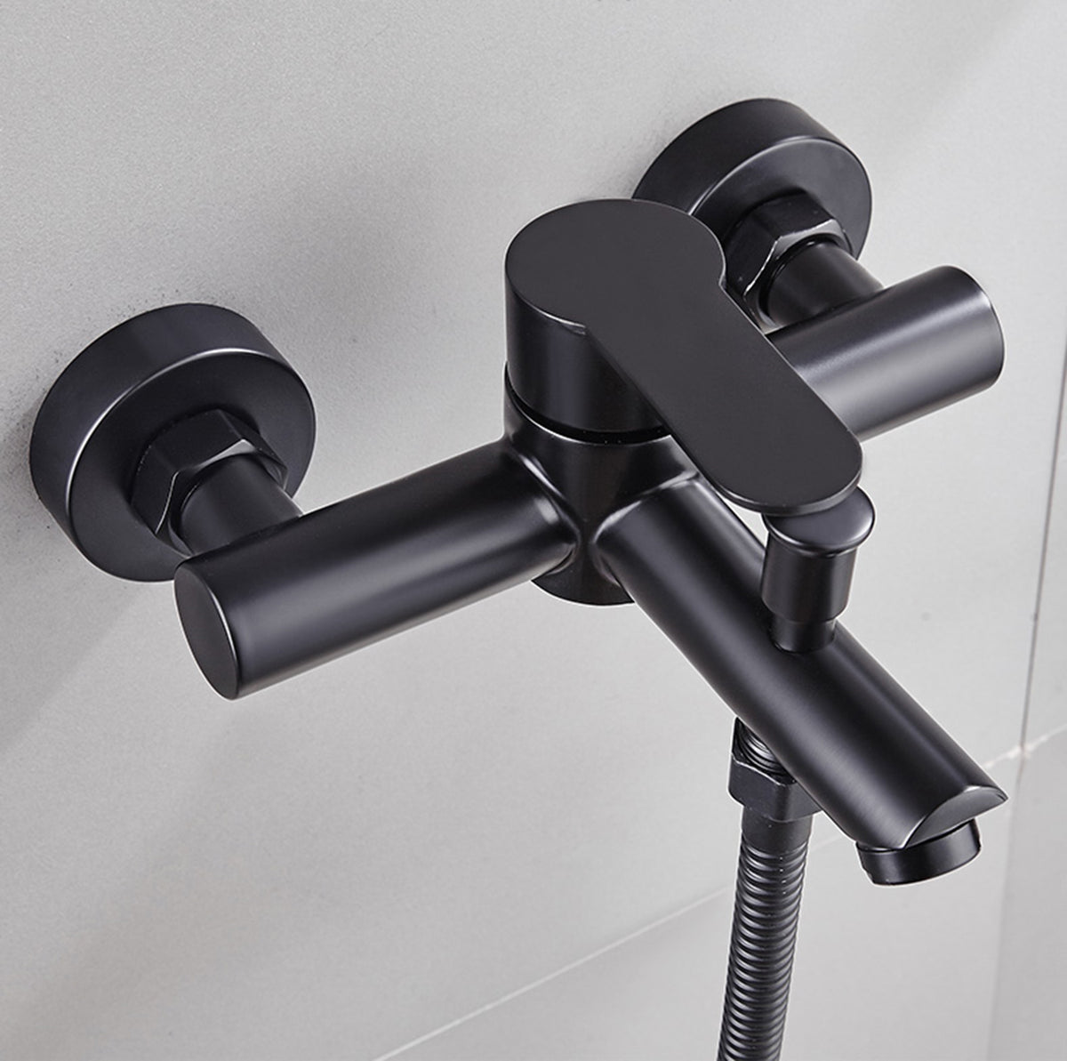 Black Bath Tap With Shower Spring