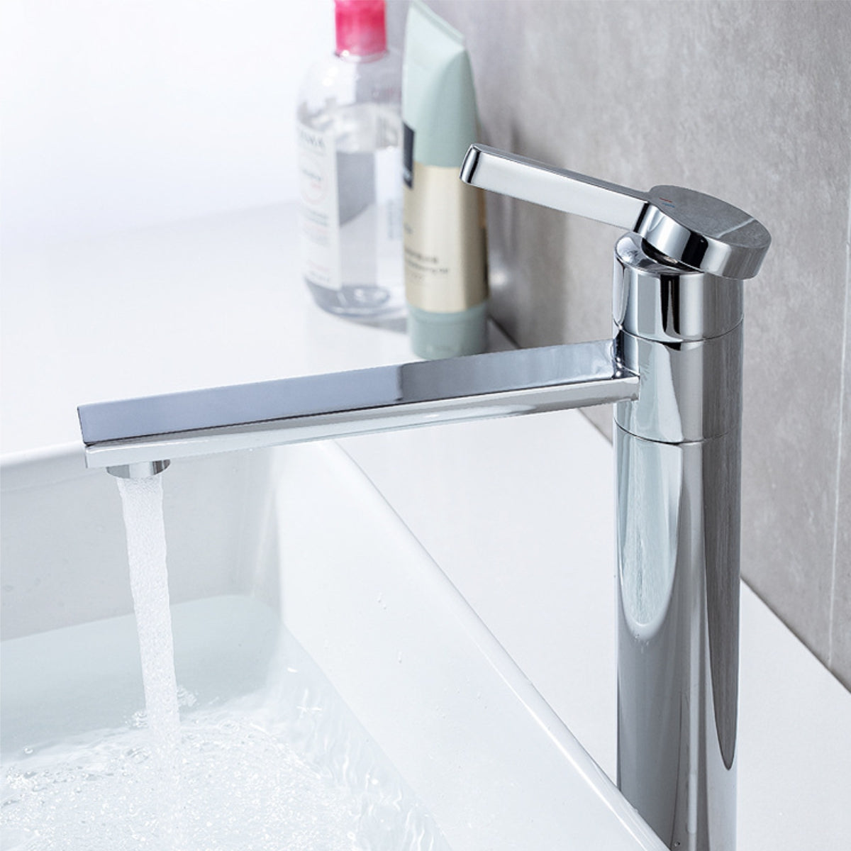 Chrome Basin Tap Square Edges Handle Long