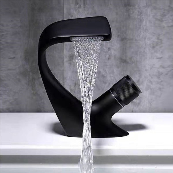 Black Modern Waterfall Basin Tap