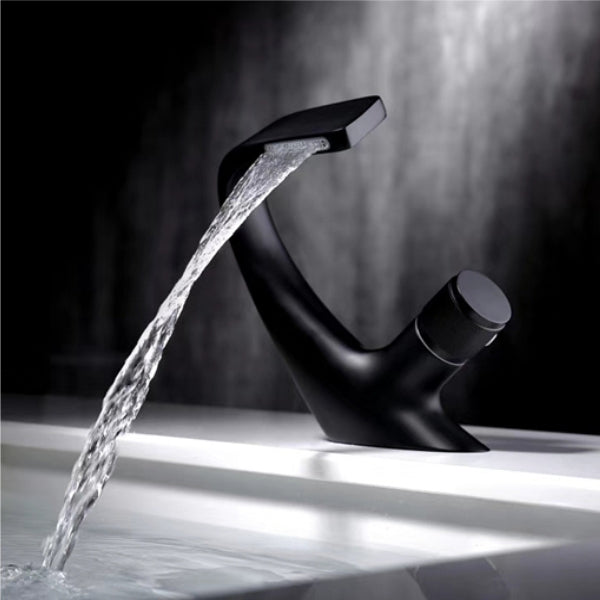 Black Modern Waterfall Basin Tap