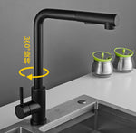 Black Kitchen Sink Tap with pull out spray fixture with button