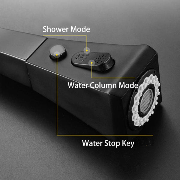 Black Kitchen Sink Tap with shower spray button Mode