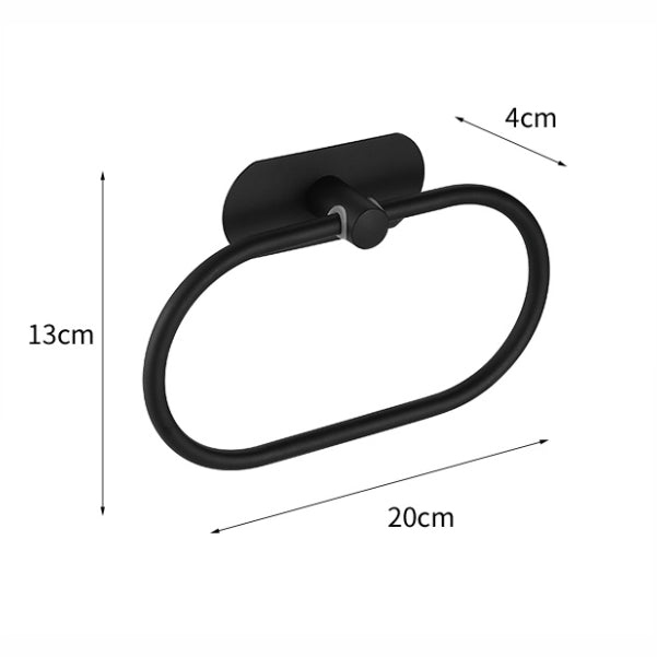 Bathroom Towel Ring, Towel Rack Wall Mount Matte Black Oval