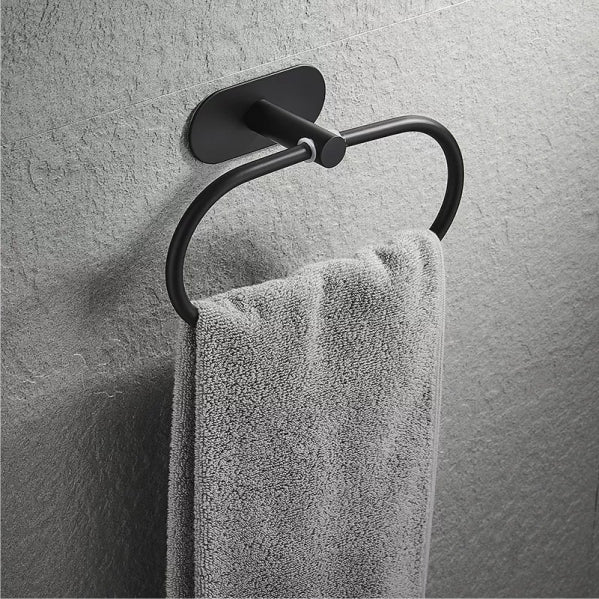 Bathroom Towel Ring, Towel Rack Wall Mount Matte Black Oval