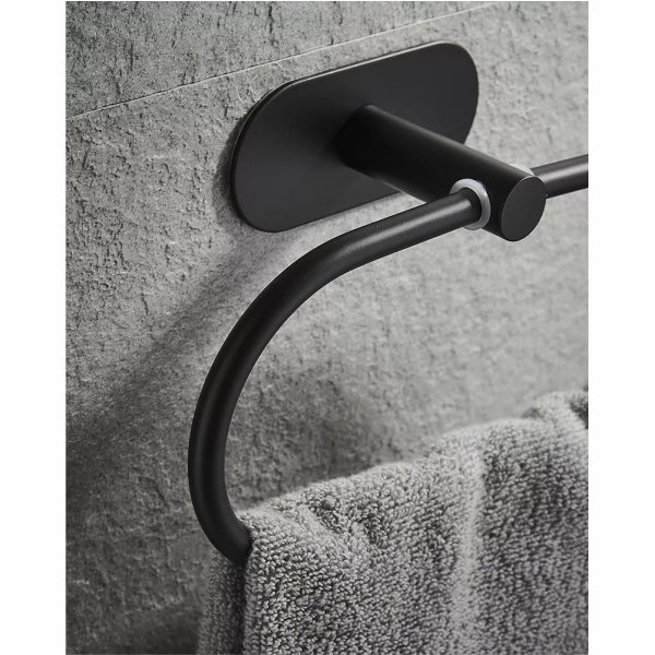 Bathroom Towel Ring, Towel Rack Wall Mount Matte Black Oval