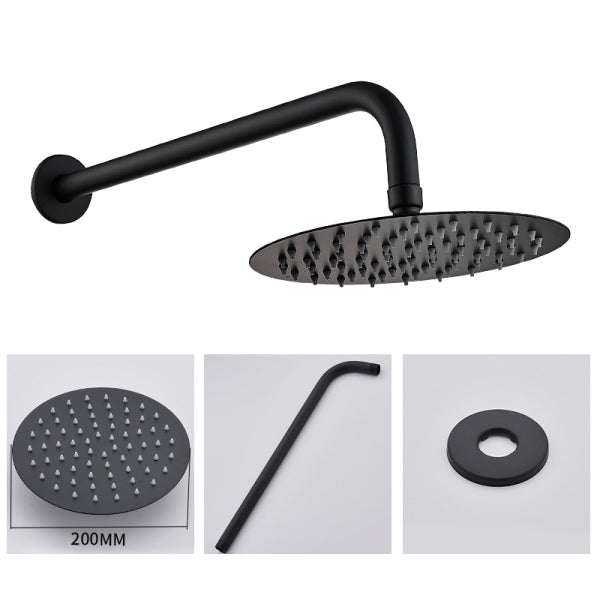 Round Shower Head & Arm set - Black