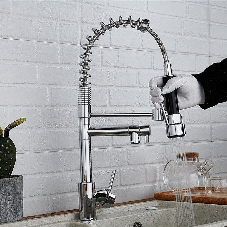 Modern Chrome Black Pull out Kitchen Sink Tap