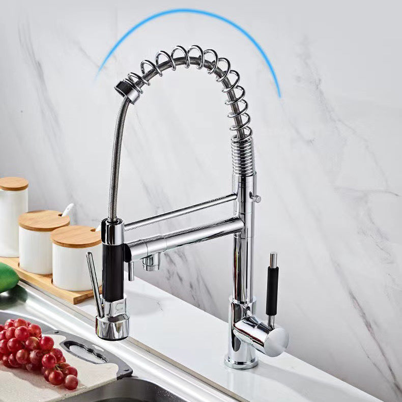 Modern Chrome Black Pull out Kitchen Sink Tap