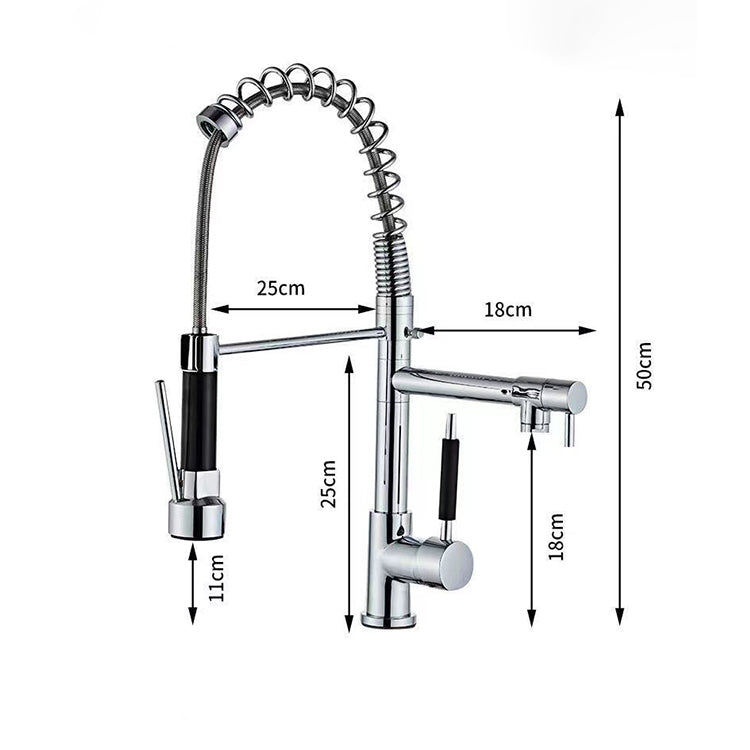 Modern Chrome Black Pull out Kitchen Sink Tap