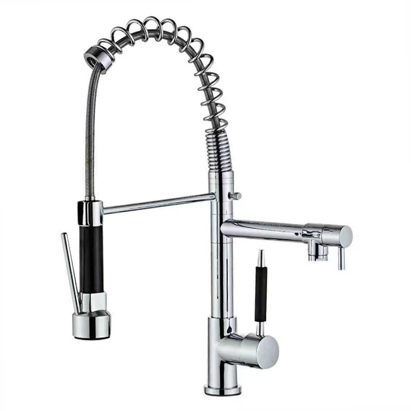 Modern Chrome Black Pull out Kitchen Sink Tap