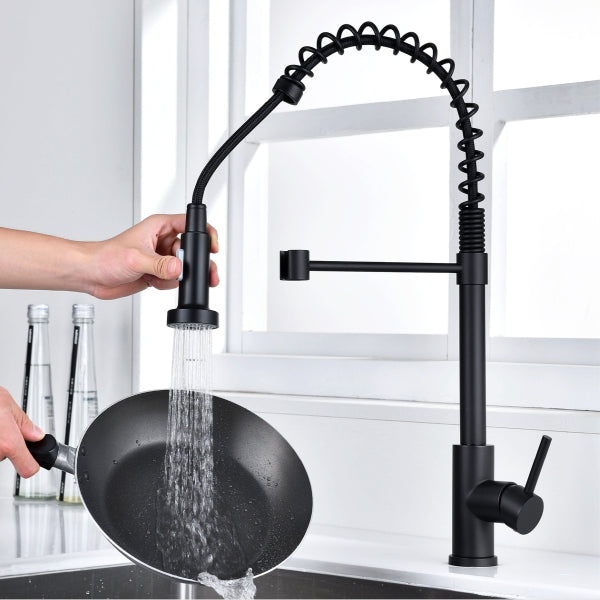 Black Kitchen Sink Tap With Spiral