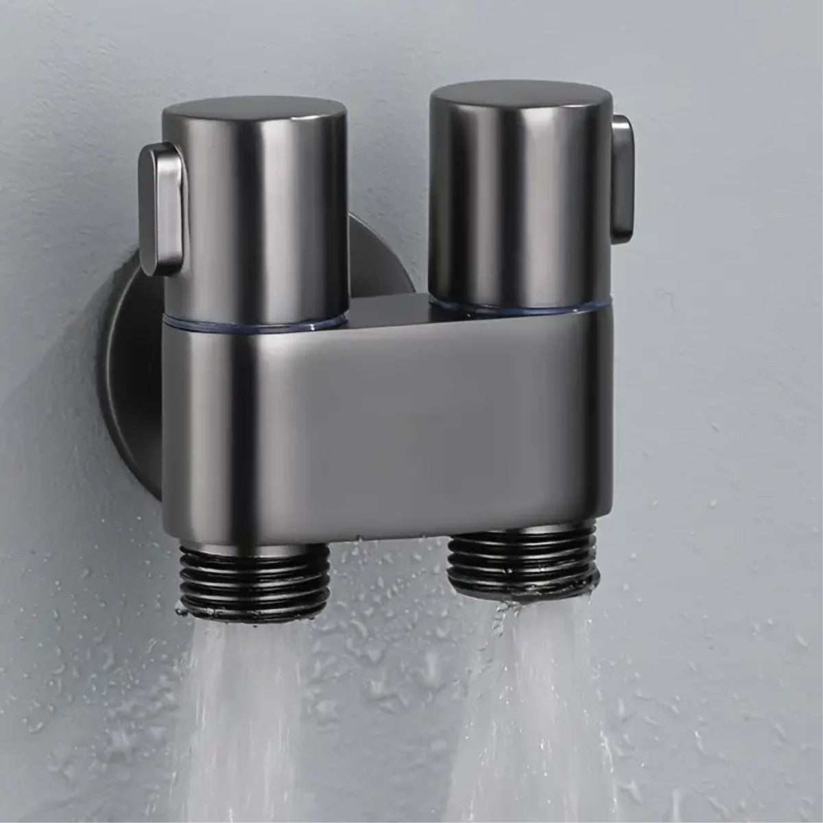 Dual control angle valve one in and two out flush valve Taps 1201 Gun Grey