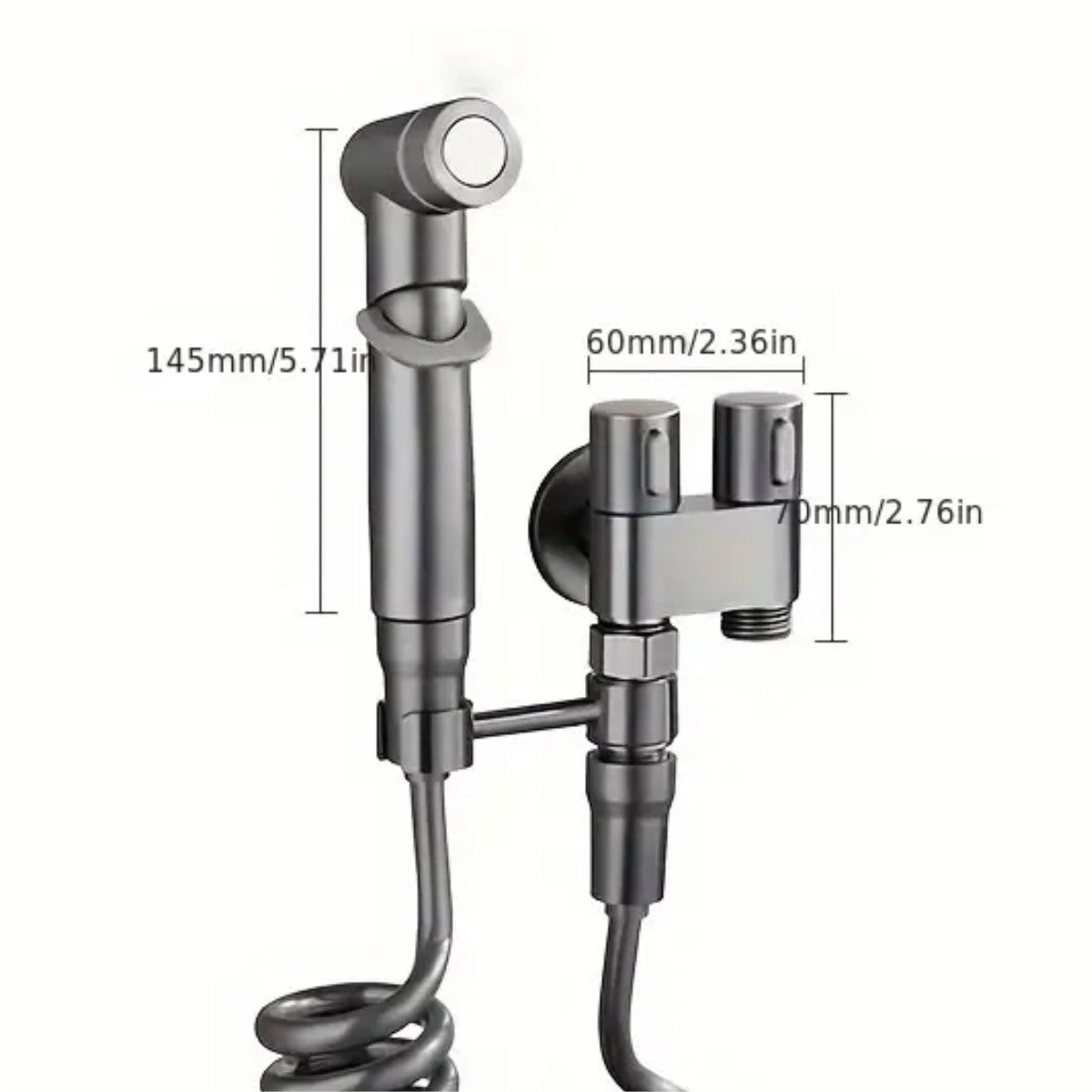 Dual control angle valve one in and two out flush valve Taps 1201 Gun Grey