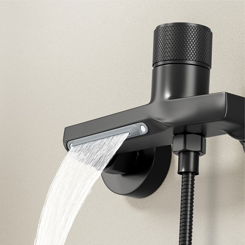 Single Knob Waterfall Bathtub Taps & Hand Shower Set 1219 Black