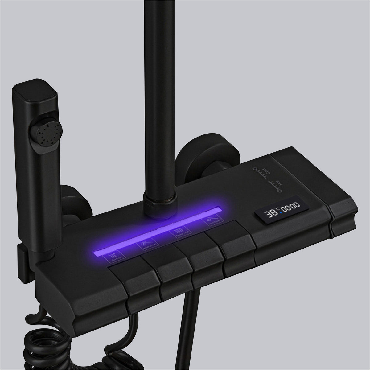 Digital Display Black Shower Set With LED Ambient Light 1226B