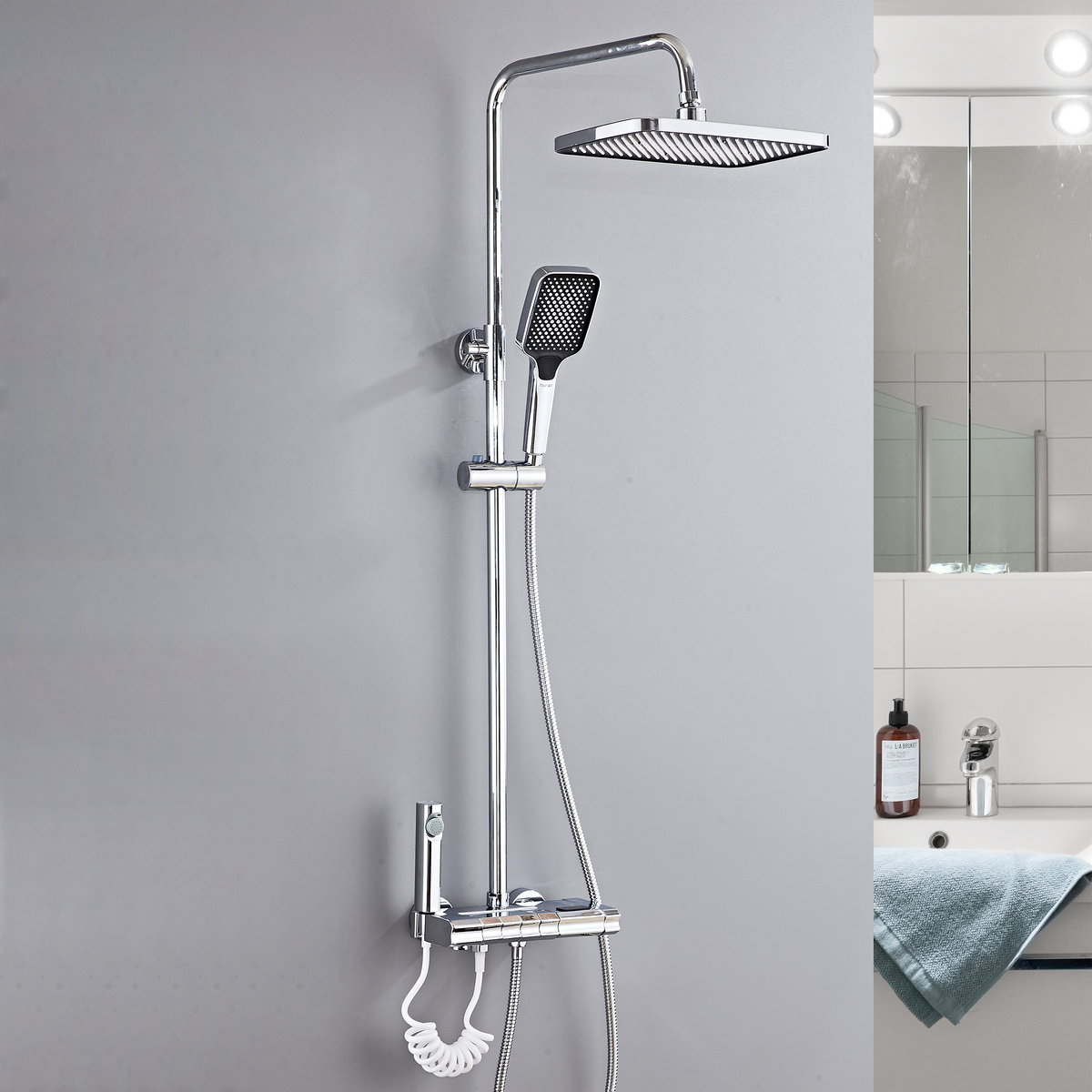 Digital Display Chrome Shower Set With LED Ambient Light 1226C