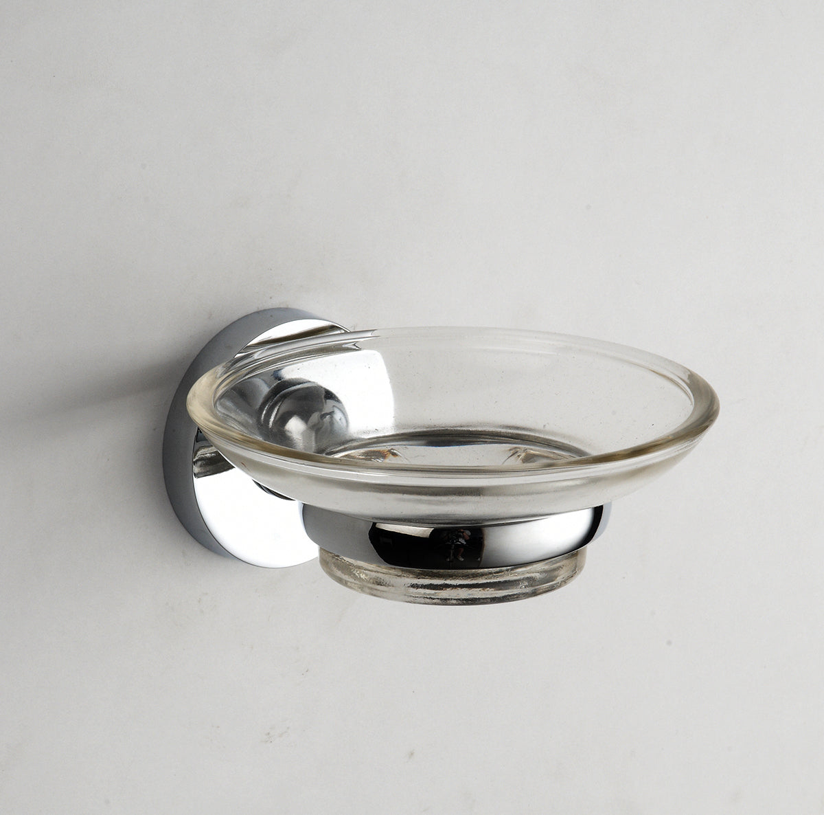 Glass Chrome Soap Dish Round Wall