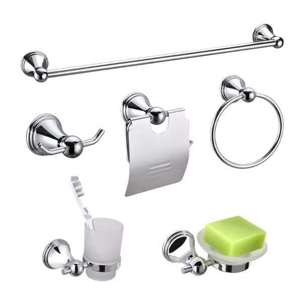 Bathroom Accessories, 6-Piece, Chrome Plated Zinc