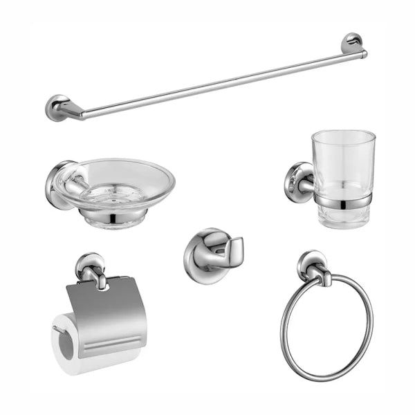 Bathroom Accessories, 6-Piece, Chrome Plated Zinc