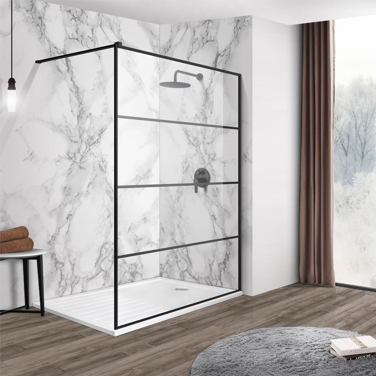 Shower Screen ZY7008CB 120x195Black