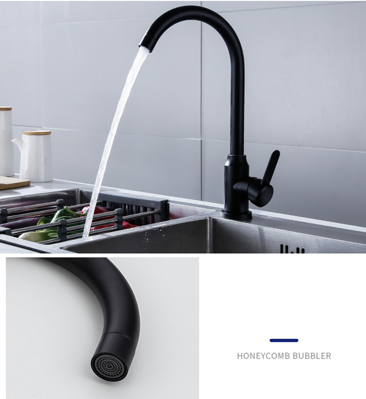 Kitchen Sink Tap Black round curvedesign