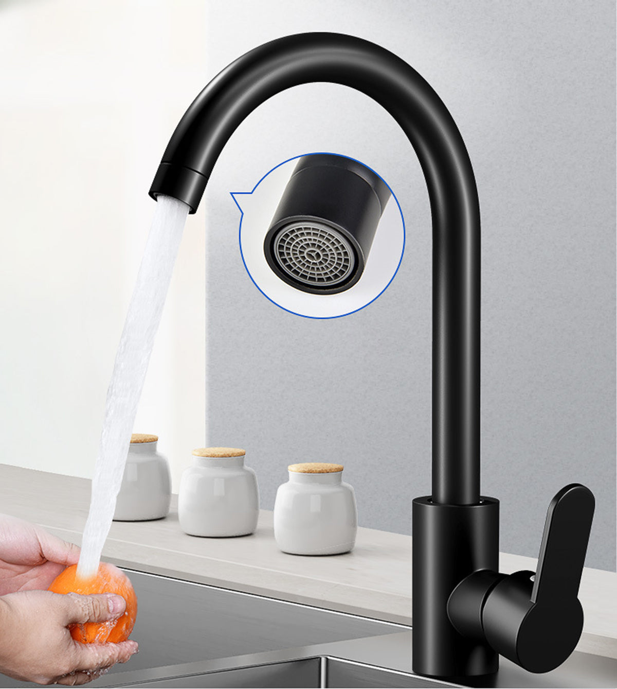 Kitchen Sink Tap Black round flat design