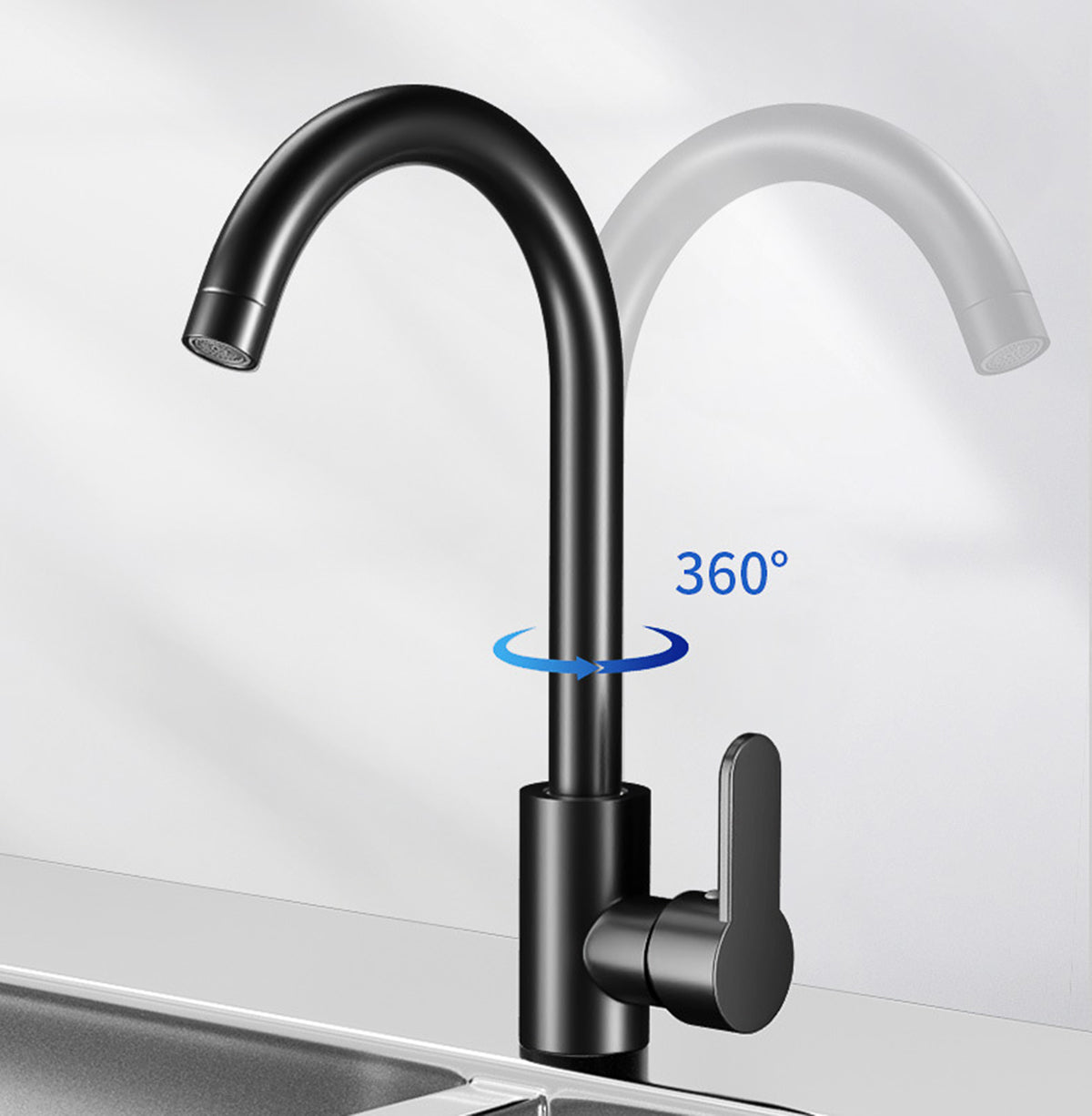 Kitchen Sink Tap Black round flat design