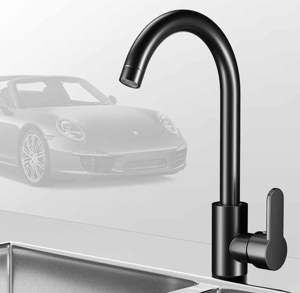 Kitchen Sink Tap Black round flat design