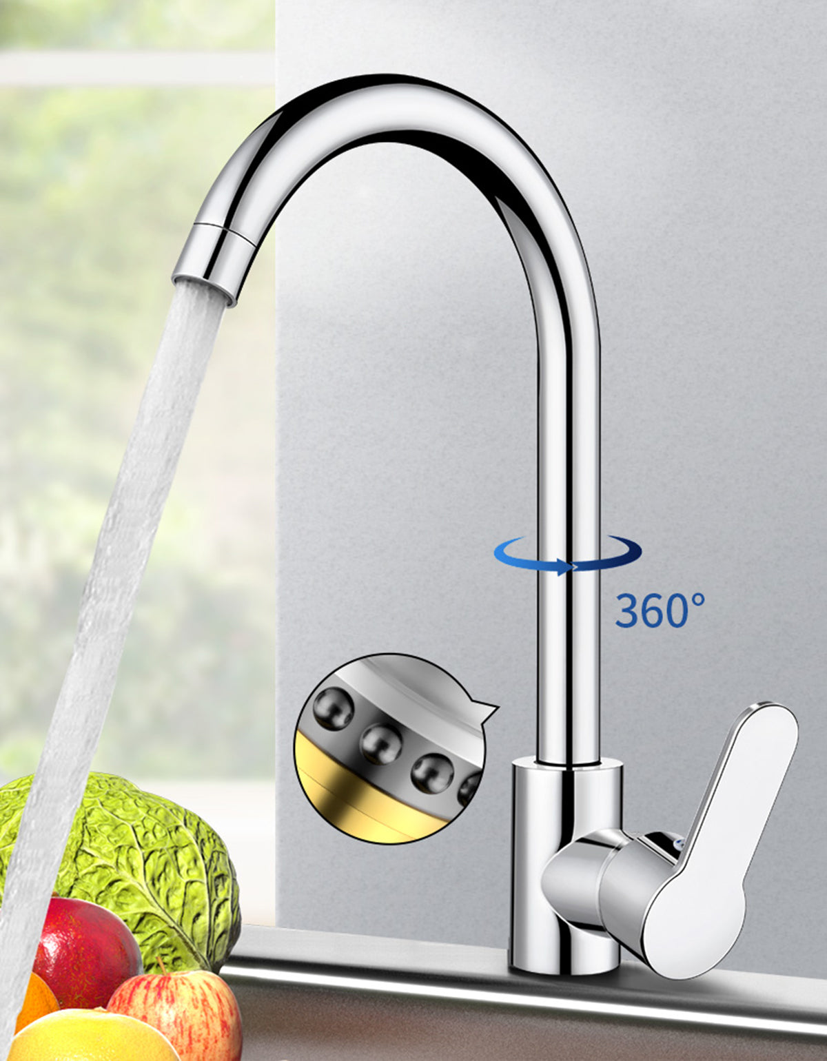 Kitchen Sink Tap all chrome round flat design