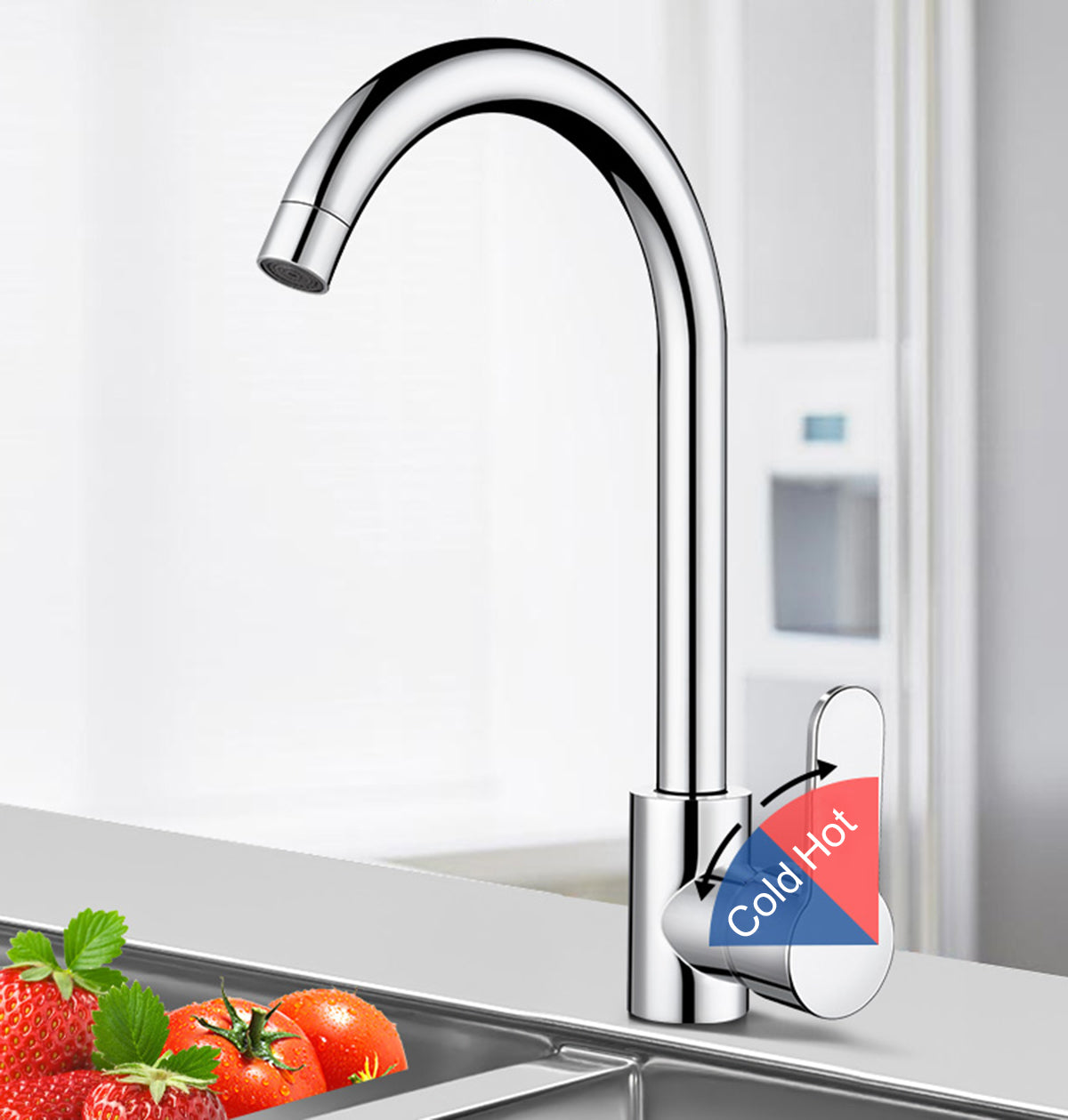 Kitchen Sink Tap all chrome round flat design