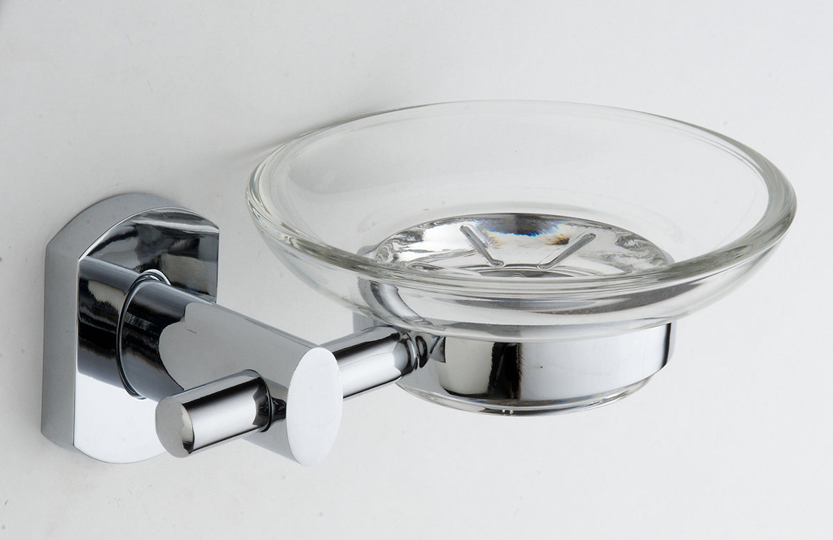 Glass Chrome Soap Dish Square Wall