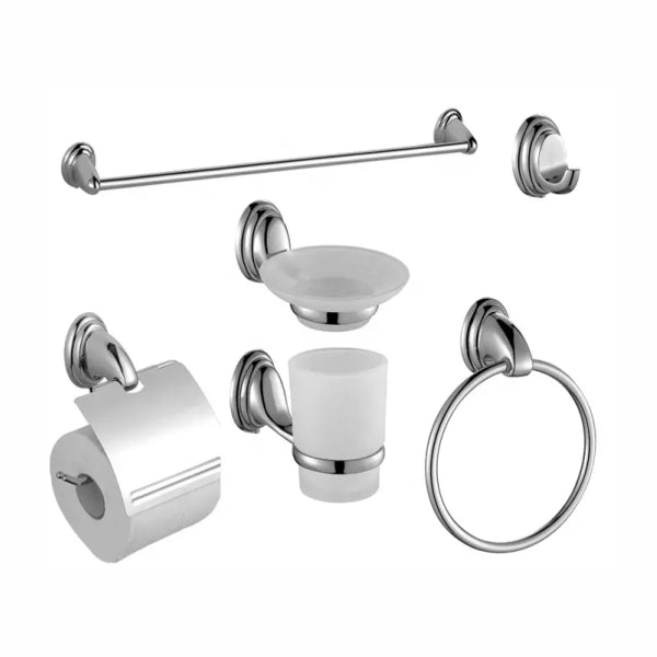 Bathroom Accessories, 6-Piece, Chrome Plated Zinc