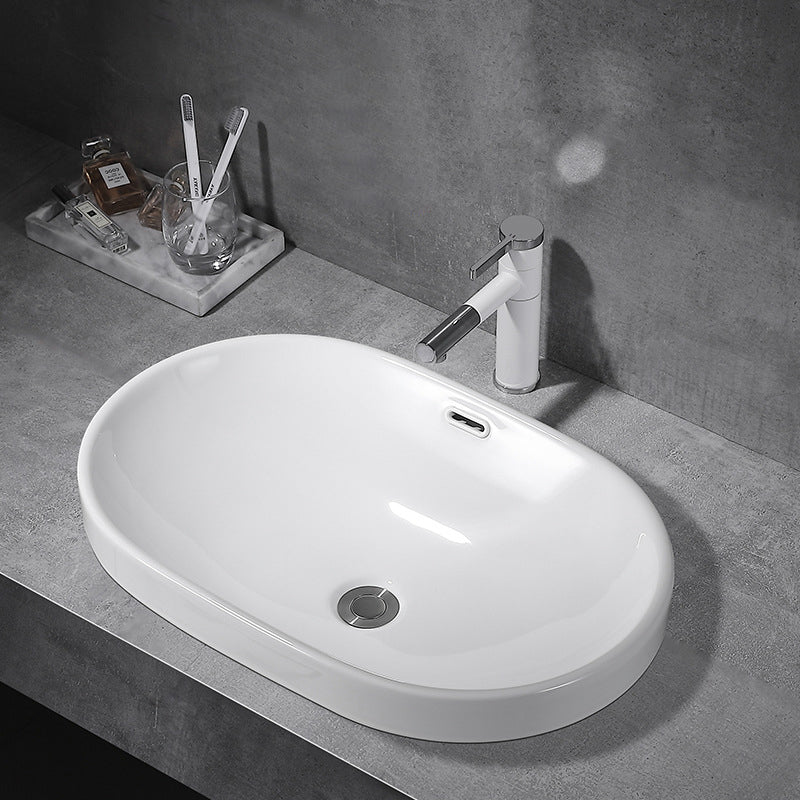 Oval Curved Modern Ceramic Bathroom Basin