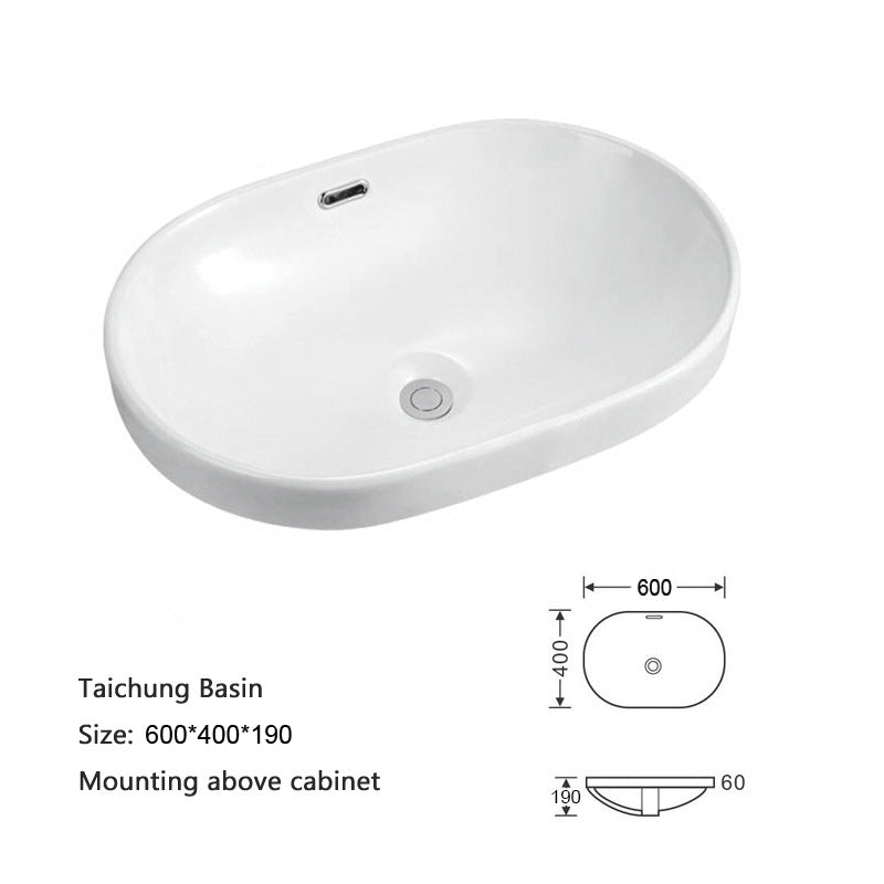 Oval Curved Modern Ceramic Bathroom Basin