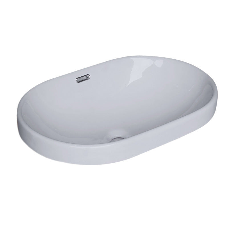 Oval Curved Modern Ceramic Bathroom Basin