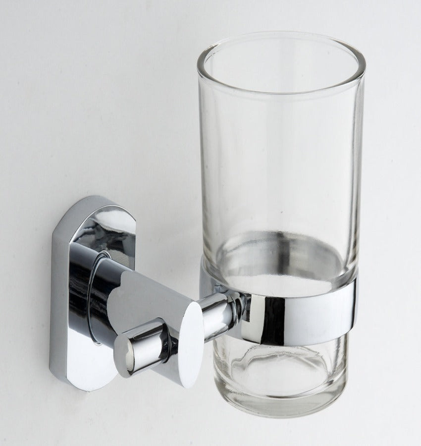 Glass Chrome Tumbler Holder Square Wall