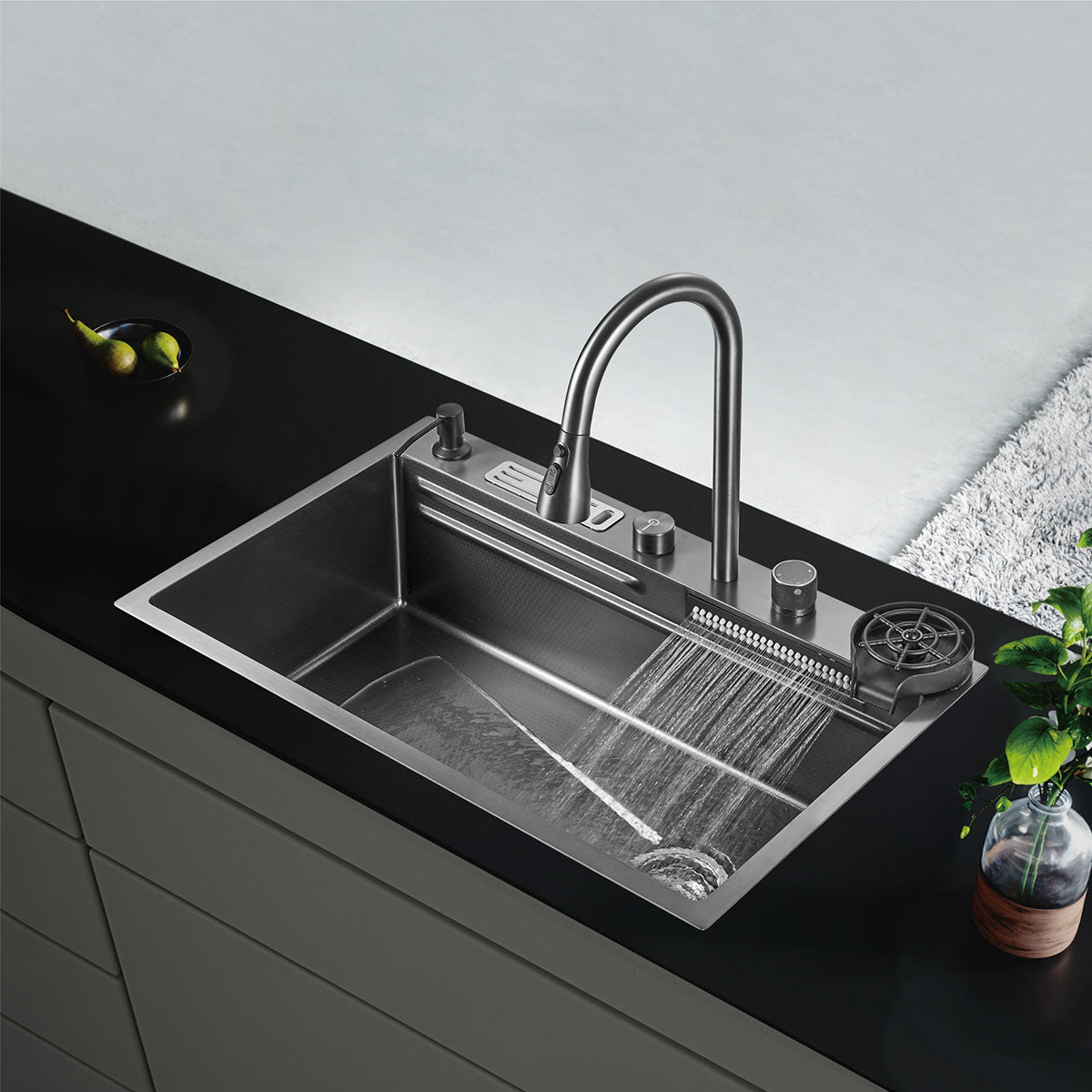 Rainfall Kitchen Mixer/sink Combo Dark Grey 1521G