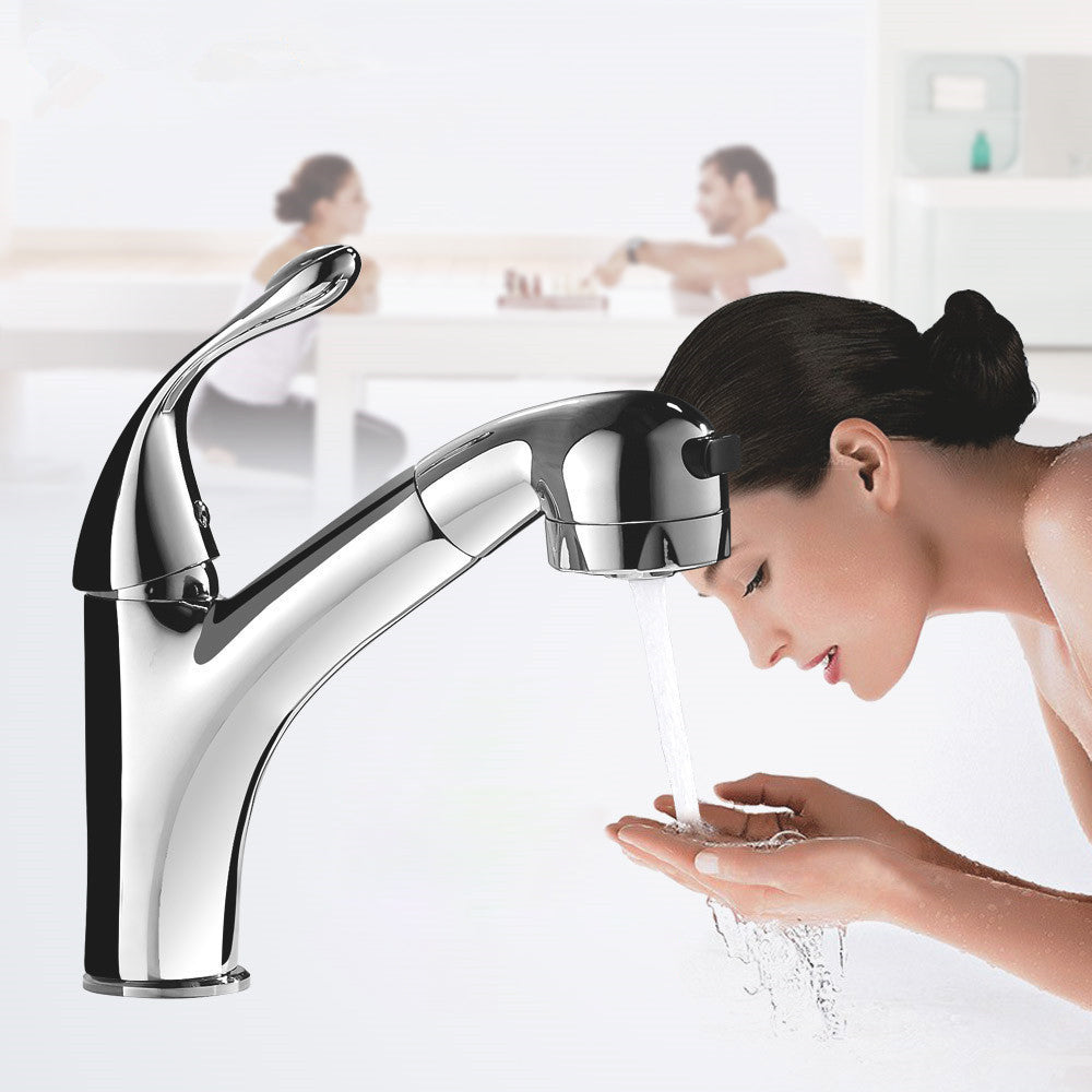 Modern Chrome Teardop Handle With Removable spray Handle Basin Tap