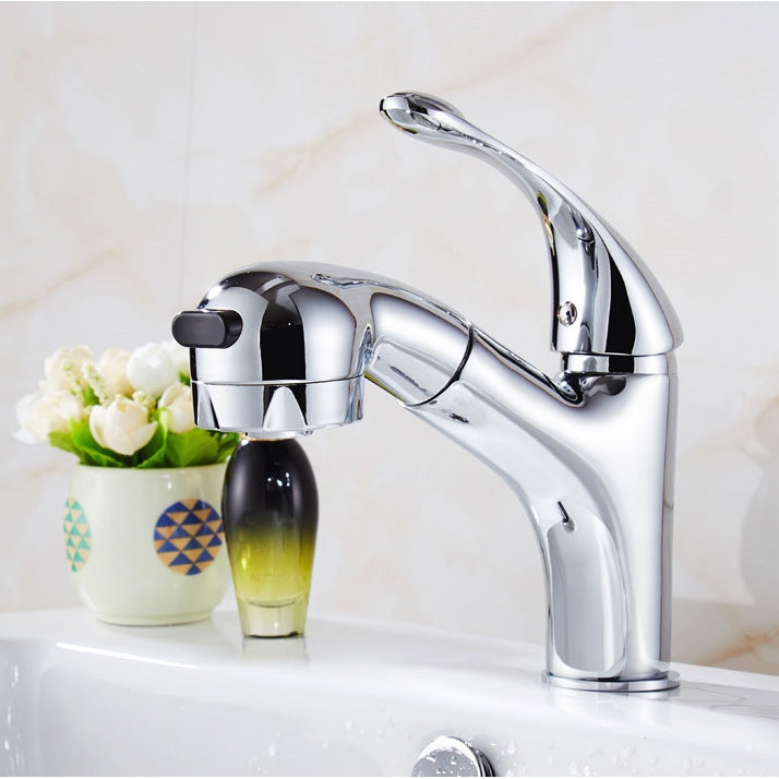 Modern Chrome Teardop Handle With Removable spray Handle Basin Tap