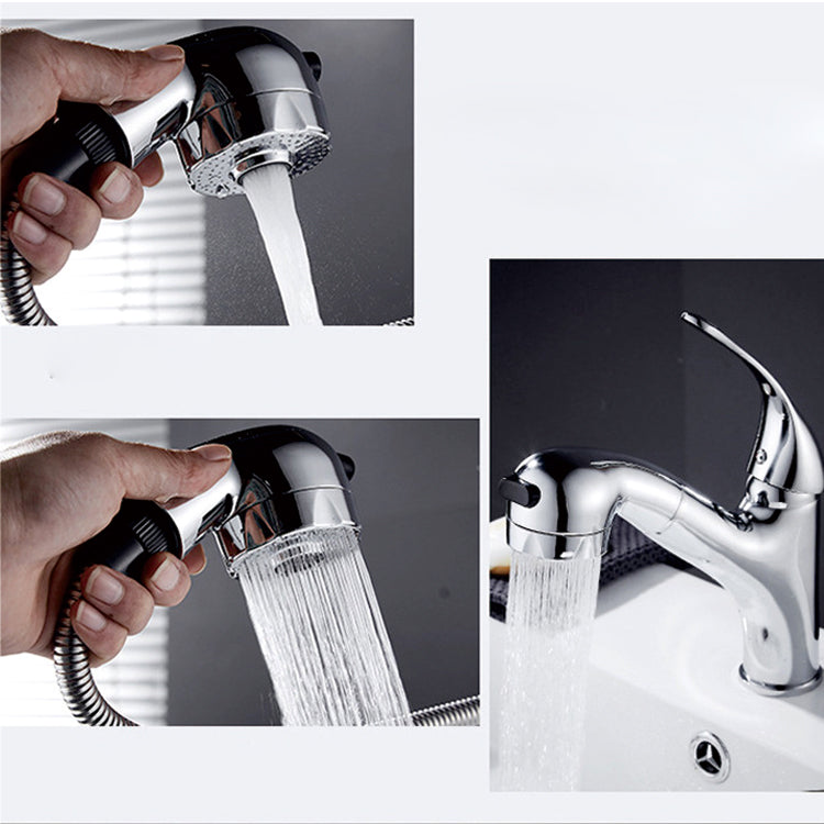 Modern Chrome Teardop Handle With Removable spray Handle Basin Tap