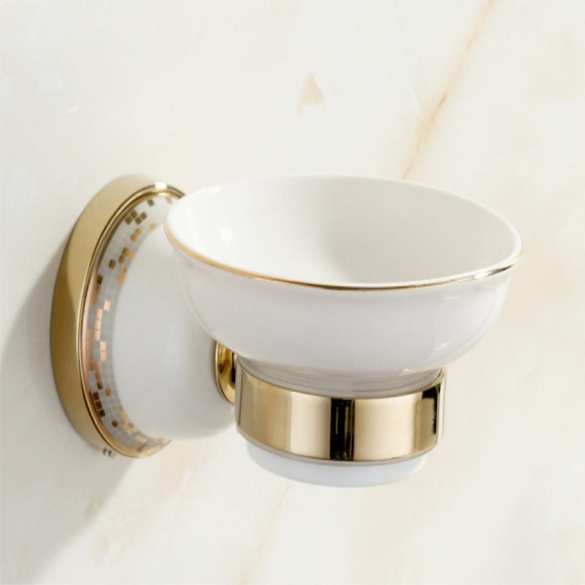 Gold White Design Soap Dish Round Wall