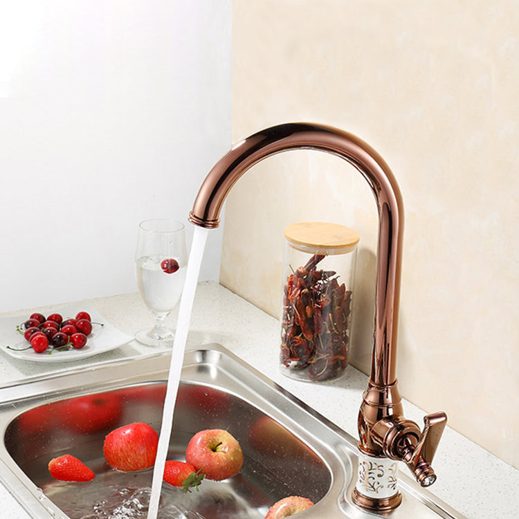 Modern Classy Long Rose GoldBasin Tap