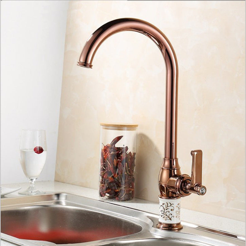 Modern Classy Long Rose GoldBasin Tap