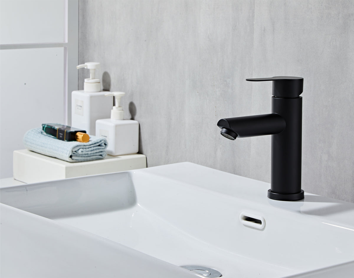 Black Round Smooth Edges Basin Tap