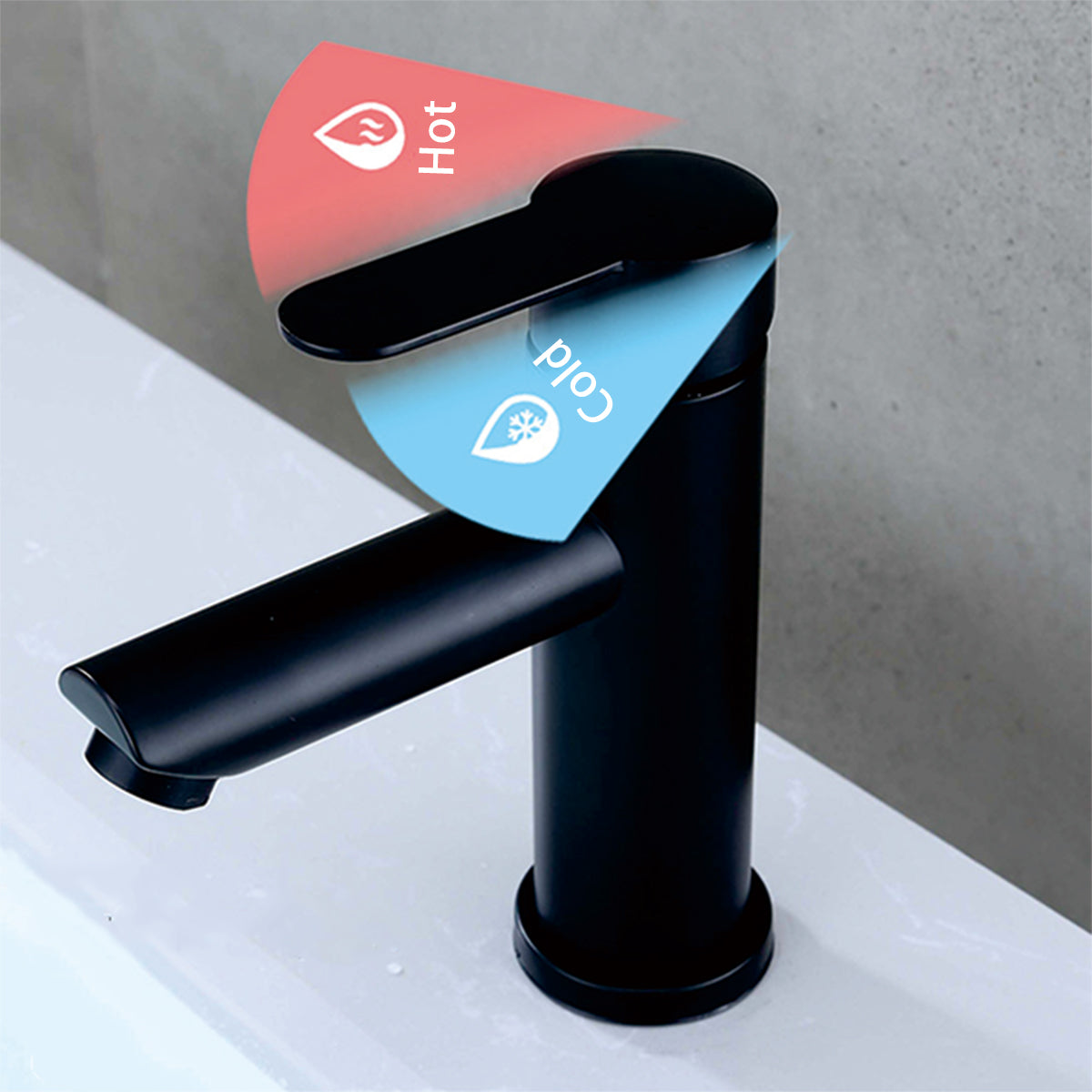 Black Round Smooth Edges Basin Tap